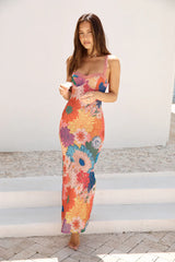 Found Oasis Mesh Maxi Dress Orange