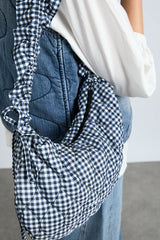 ruched kidney bag in gingham