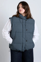 pre-order pearl check puffer - navy gingham