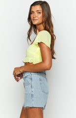 Rylee Yellow Chiffon Crop Top