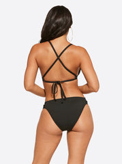 Textured Solids Full Support Triangle Bra in Black