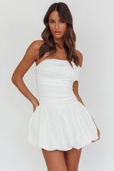 Dalayla One-Sleeve Balloon Skirt Mini Dress White