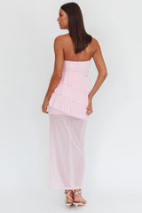 Crewe Strapless Ruffle Maxi Dress Pink