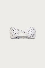 Knotted Bandeau Top (Cream Black Polka Dot)