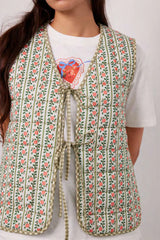 arte reversible tie gilet - green gingham