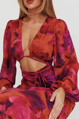 Aurora Dreams Cut-Out Waist Midi Dress Dark Rose