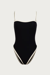 Colorblock One Piece (Faux Suede Black/Cream)