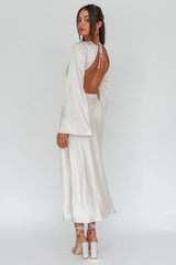 Doting Bell Sleeve Cut-Out Midi Dress Champagne