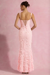 Embellished Fishtail Corset Gown in Pink