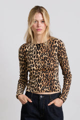 lua pointelle long sleeve top - leopard
