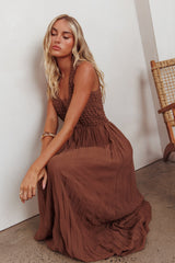 Mirella Smocked Bodice Maxi Dress Mocha