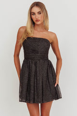 Guilty Pleasure Strapless Glitter Mini Dress Black