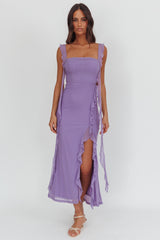 Blushing Ruffle Trim Maxi Dress Lilac