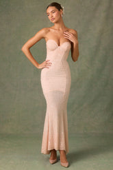 Embellished Sweetheart-Neck Fishtail Gown in Dusty Rose