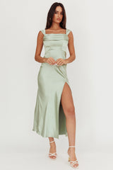 Lucinda Off-Shoulder V-Back Dress Sage