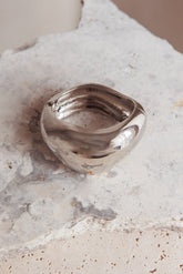 Summerland Chunky Irregular Bangle Dark Silver