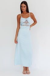 Wyatt Lace Twish Bust Maxi Dress Baby Blue