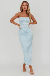 Kellan Lace Trim Maxi Dress Blue