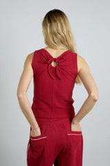 betsie waffle button tank- red