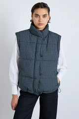 pre-order pearl check puffer - navy gingham