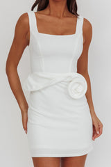 Goldy Rose Waist Decoration Mini Dress White