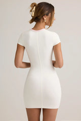 Modal Short-Sleeve Bodycon Mini Dress in White