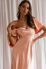 Grayson Tied Back Asymmetrical Midi Dress Peach