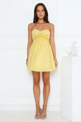 Sunset Wanderlust Strapless Mini Dress Yellow