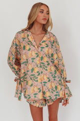 Telling Secrets Tied Cuff Top Lemon