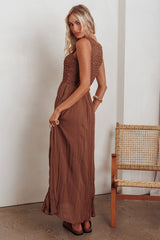 Mirella Smocked Bodice Maxi Dress Mocha