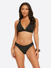 Textured Solids Full Support Triangle Bra in Black