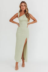 Daleela Asymmetric Neckline Maxi Dress Sage