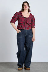 meghan blouse - red check