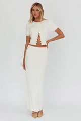 Don't Mind Scallop Edge Knit Top Cream