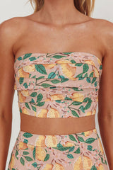 Ezmeralda Strapless Peat Crop Top Lemon