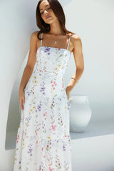 Luminous Field Floral Maxi Dress White