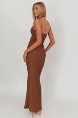 Always Ready Side Split Maxi Skirt Chocolate