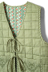 arte reversible tie gilet - green gingham