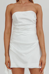 Toni Strapless Ruched Mini Dress White