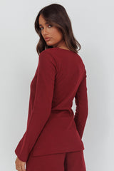 Ryder Tie Front Top Burgundy