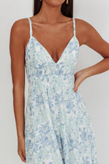 South Pacific Strappy Back Maxi Dress Floral Blue