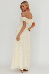 Scarlet Off-Shoulder Ruffle Trim Maxi Dress Butter