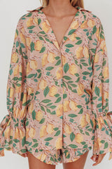 Telling Secrets Tied Cuff Top Lemon