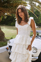 Mediterranean Muse Tiered Midi Dress Ivory