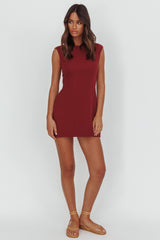 Groove Sleeveless Mini Dress Textured Burgundy