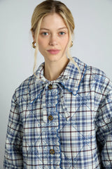 avery quilted jacket- navy check