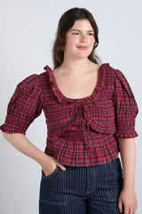 meghan blouse - red check