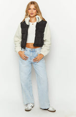 Maelle Black Sherpa Puffer Jacket