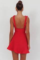 Kalinda Detachable Rose Mini Dress Red