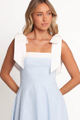 Olinda Midi Dress - Pale Blue/White